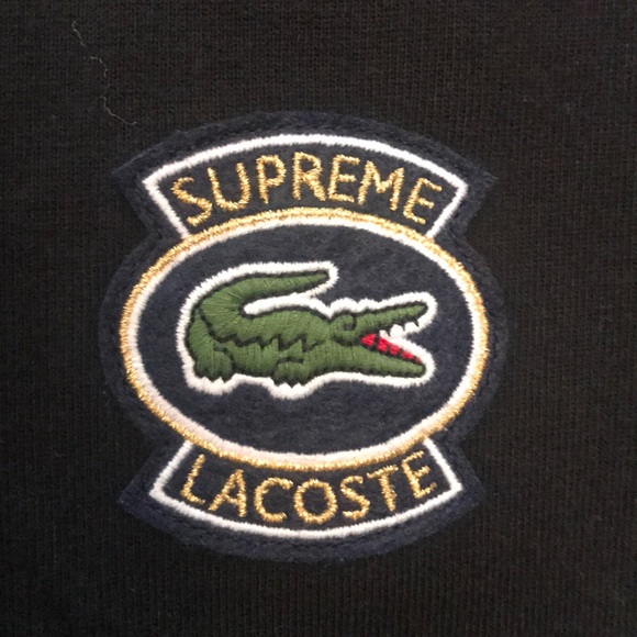 (Sold 220)Supreme LACOSTE hoodie black - Picture 3 of 3